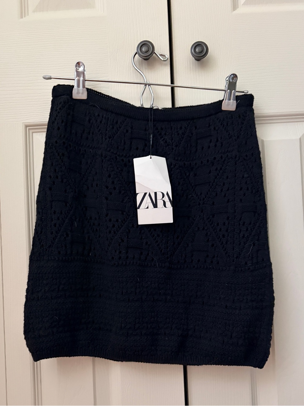 ZARA Black Crochet Knit Mini Skirt